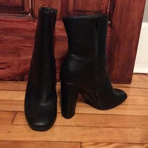 Black Faux Leather Booties